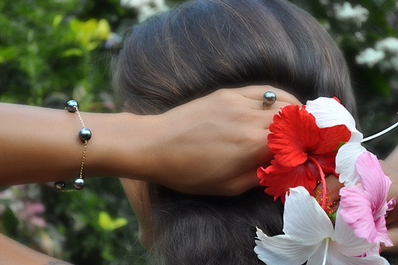 Bracelet Or et perles de Tahiti "Cannelle"