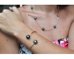 Bracelet en OR "Toi&Moi", 2 perles de Tahiti