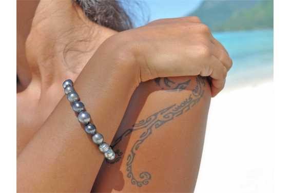 Bracelet de perles de Tahiti cerclées