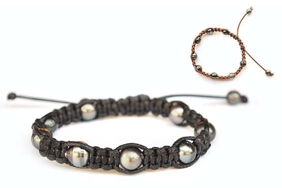 Shamballa bracelet, 10 tahitian pearls