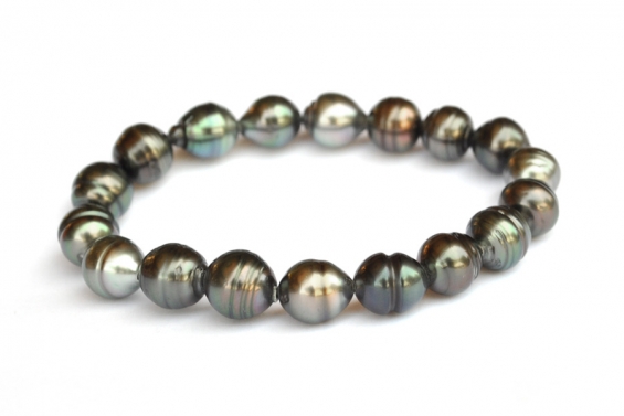 Bracelet perles de Tahiti sur élastique