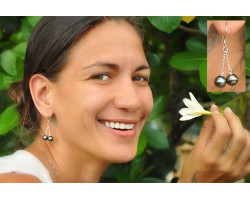 Earrings with 2 tahitian pearls