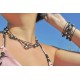 Leather black pearls necklace