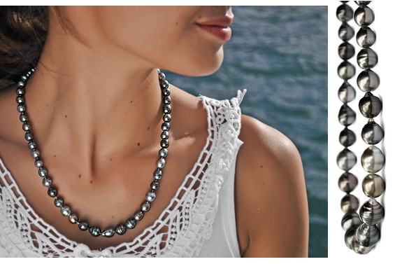 Collier perles de Tahiti cerclées