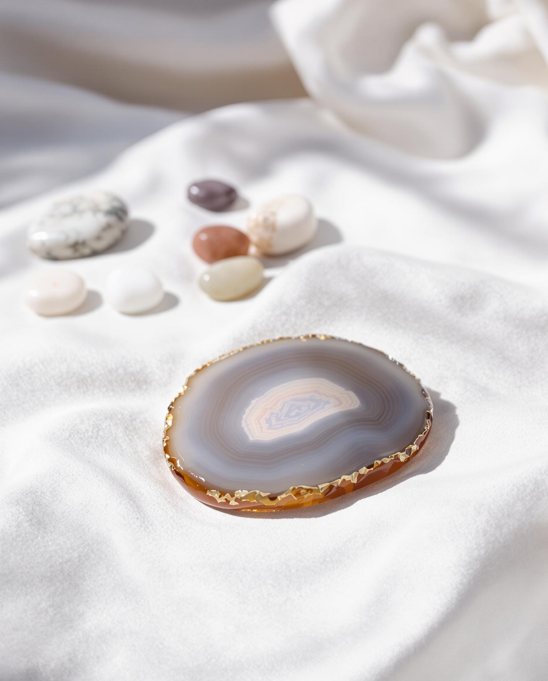 Rituel anti-stress avec une agate polie dans une ambiance zen