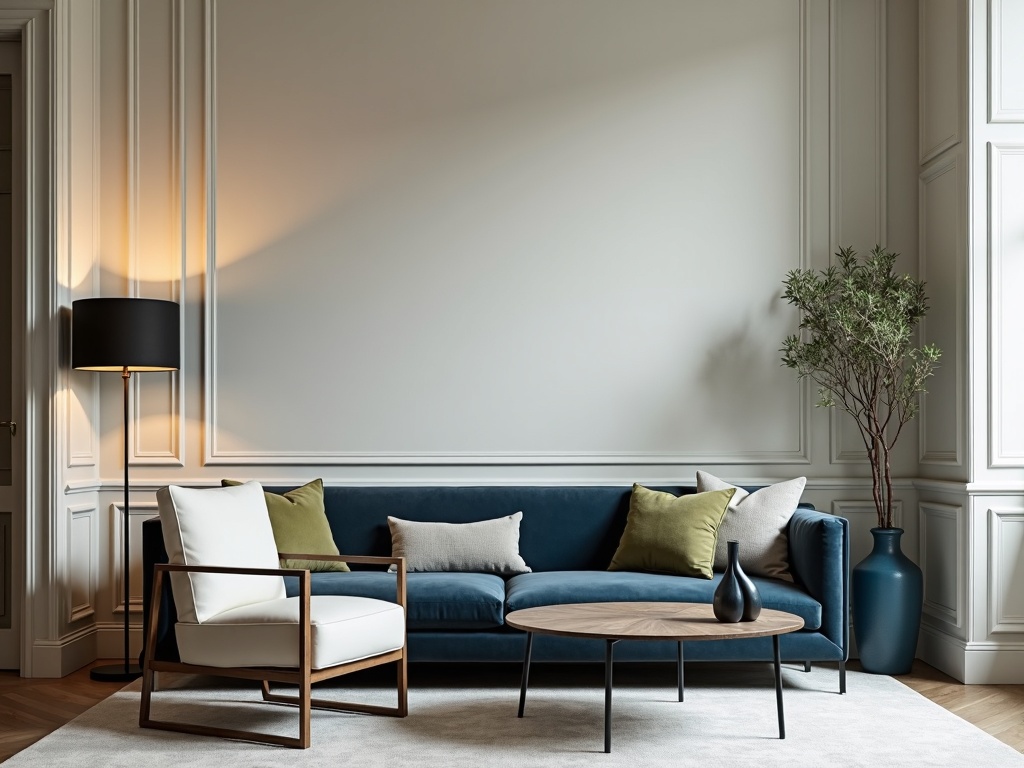 Intérieur élégant avec une palette de couleurs équilibrée et des accents subtils.
