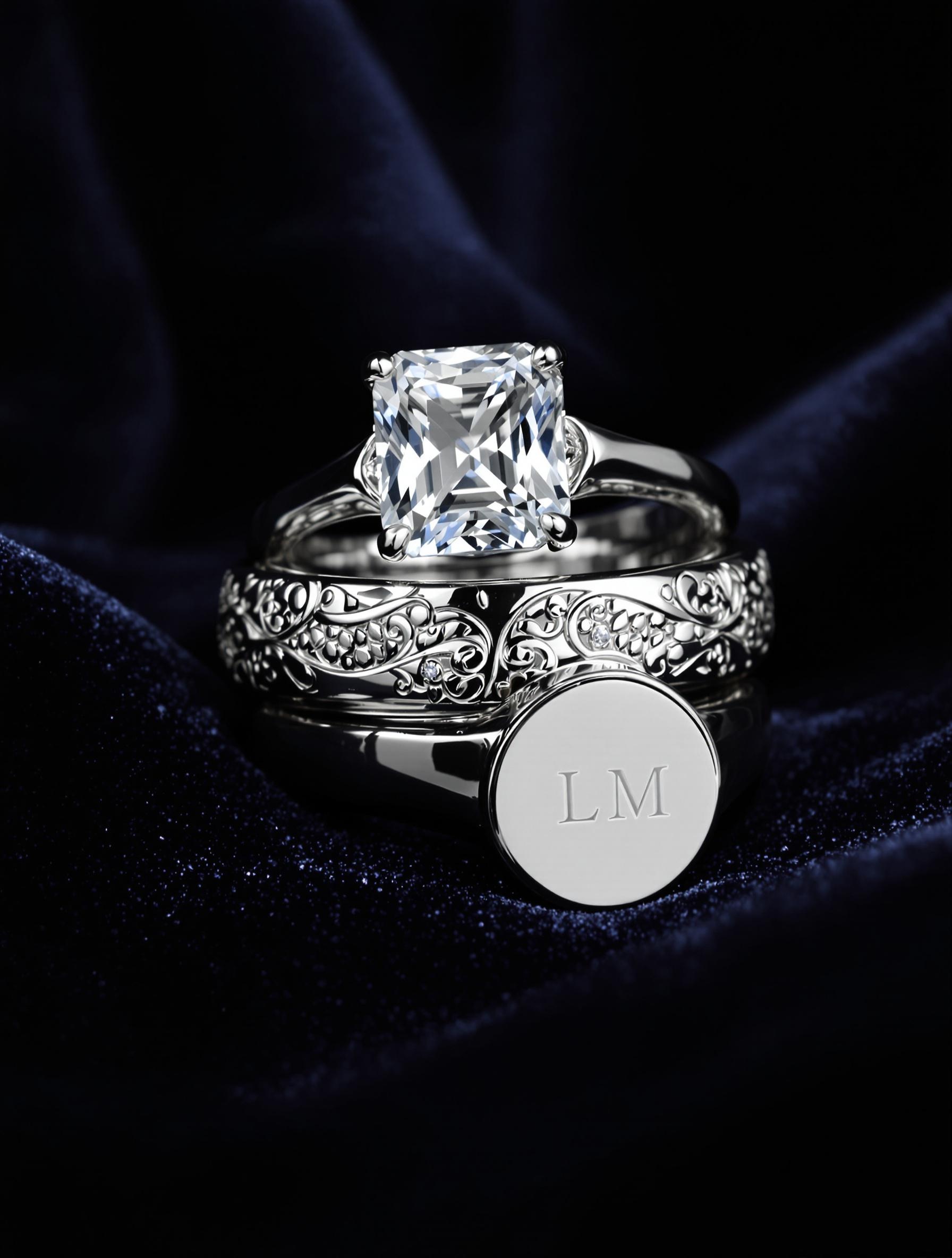 Bagues solitaire en zirconium, anneau gravé et chevalière modernisée pour femme mûre