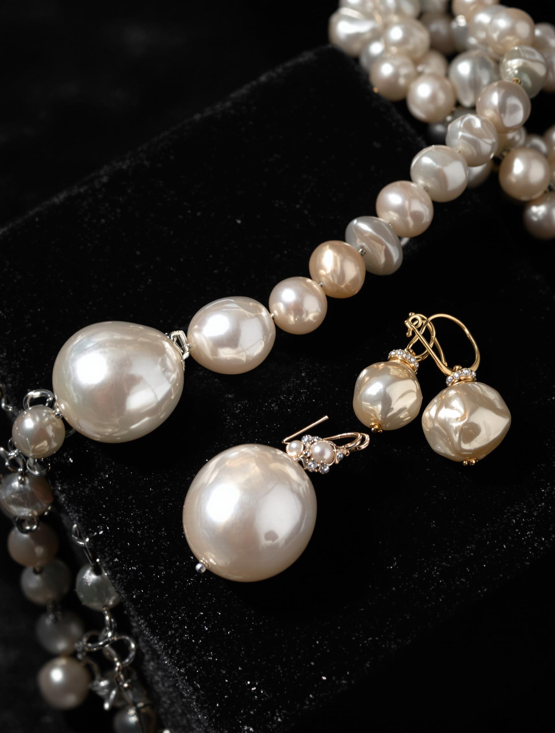 Trois paires de boucles d'oreilles en perles présentées sur un écrin en velours : Histoire d'Or, Pandora, Atelier Lilac