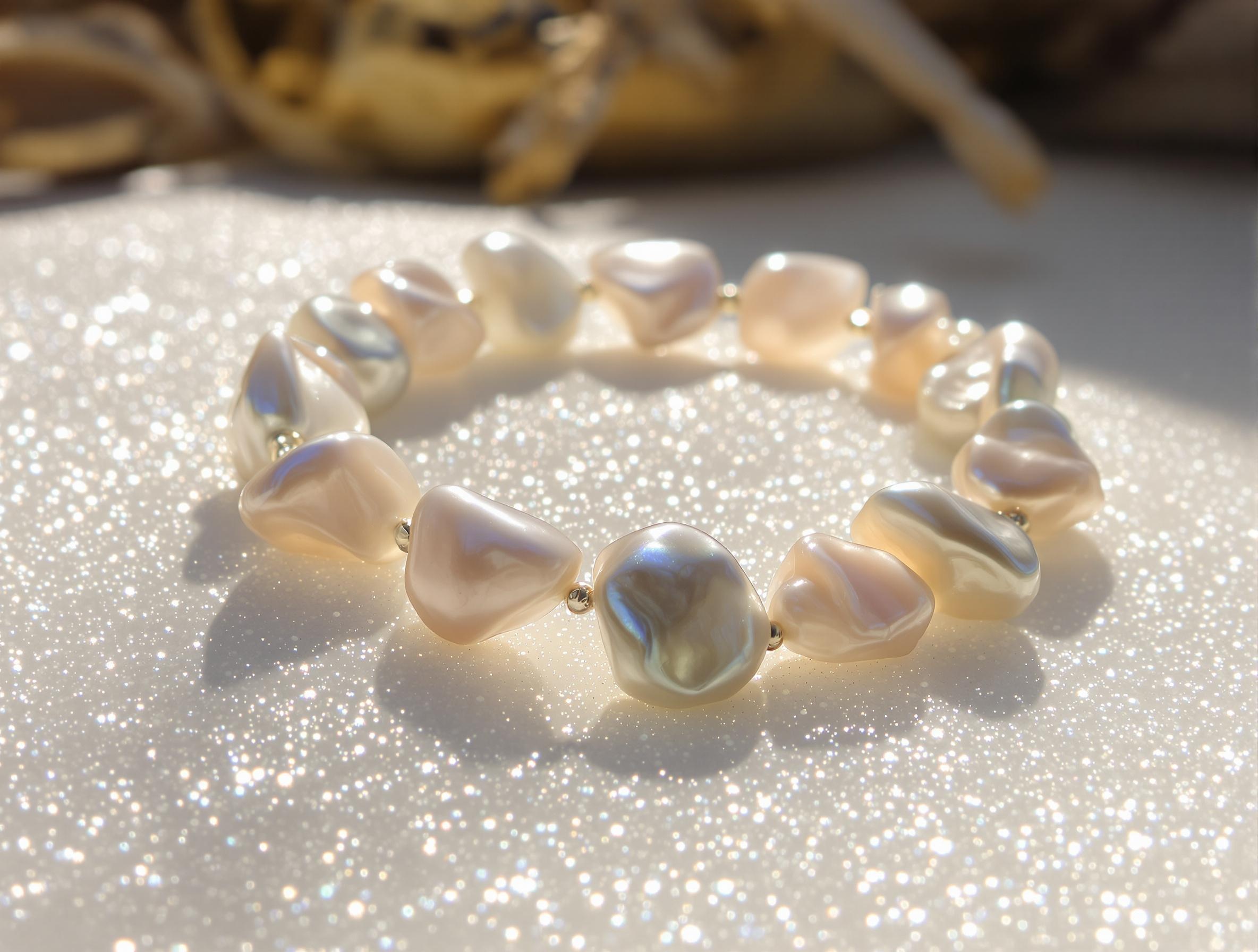 bracelet keshi Tahiti baroque multicolore sable élégance