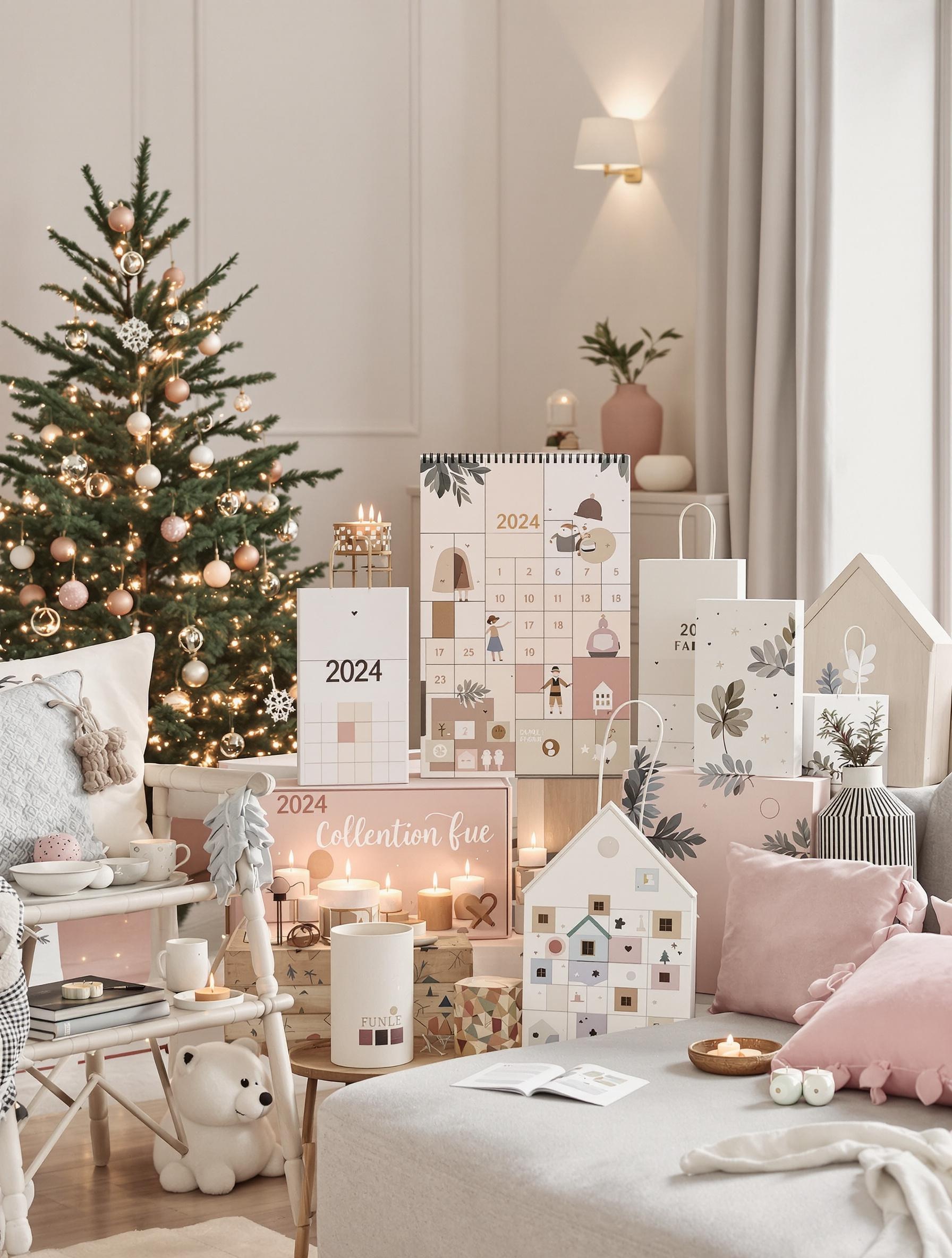 Calendriers de l'Avent décoratifs 2024 dans un intérieur contemporain