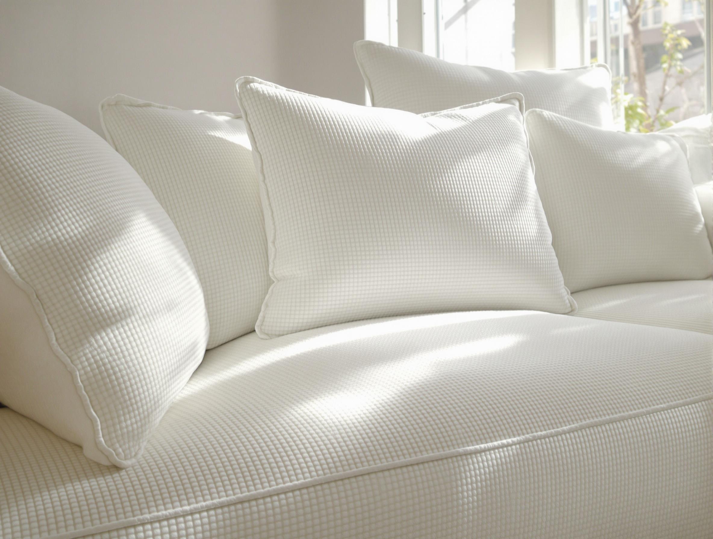 Canapé Kadina AMPM bouclette blanc micro-défauts texture lumière naturelle