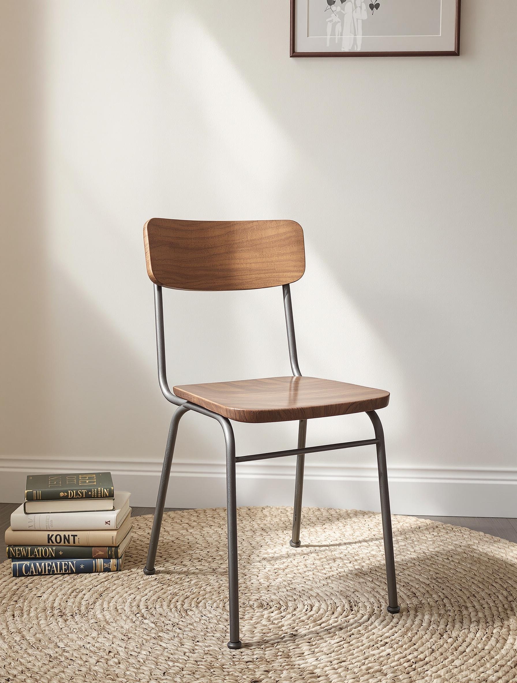 Chaise d’écolier vintage restaurée dans un intérieur moderne