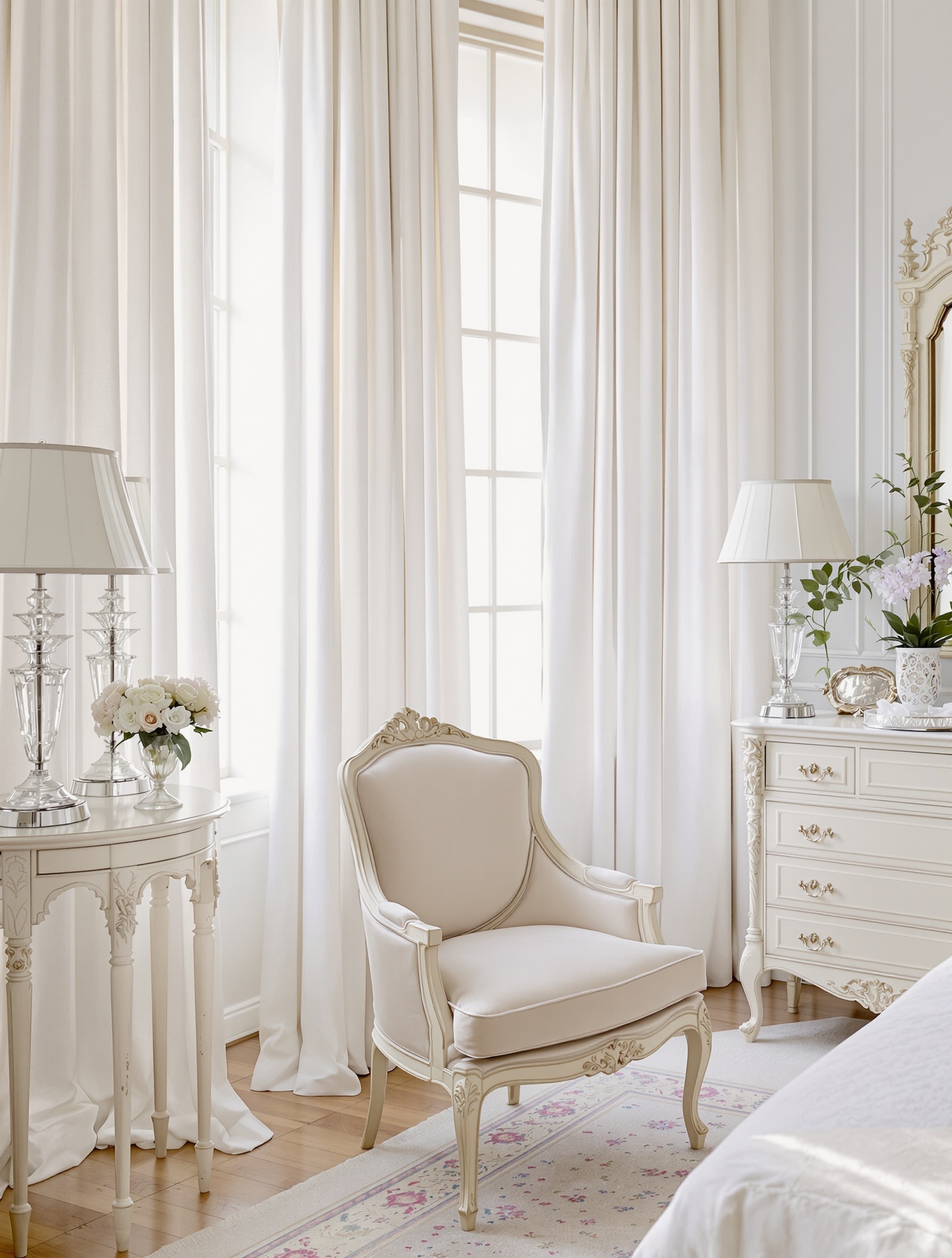 Chambre d'hôtes élégance française mobilier ancien lin velours