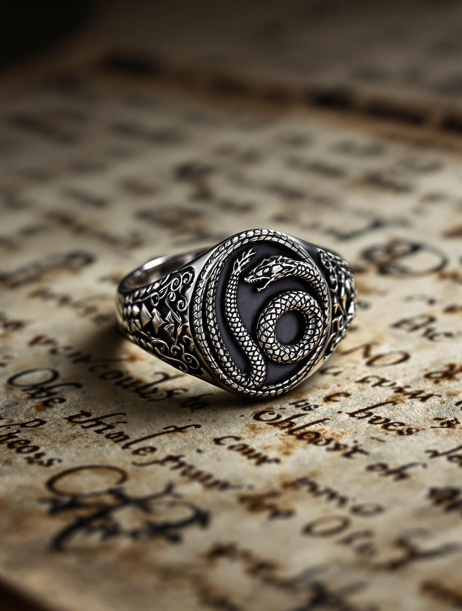 chevaliere serpent homme ouroboros argent gothique