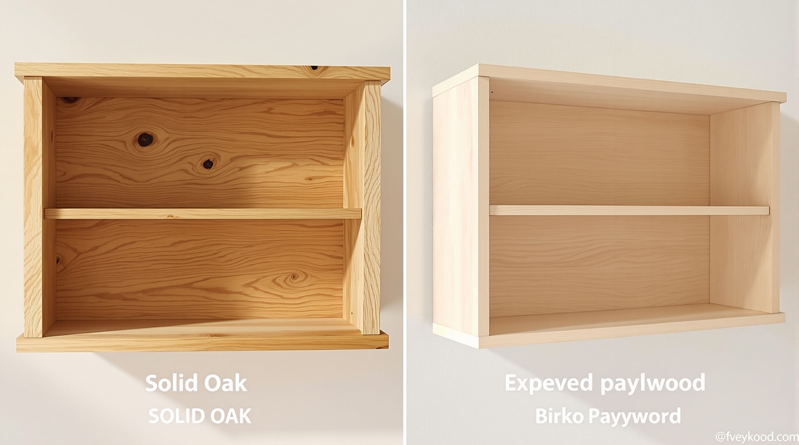 Comparatif visuel étagère bois massif Pickawood vs contreplaqué Tylko