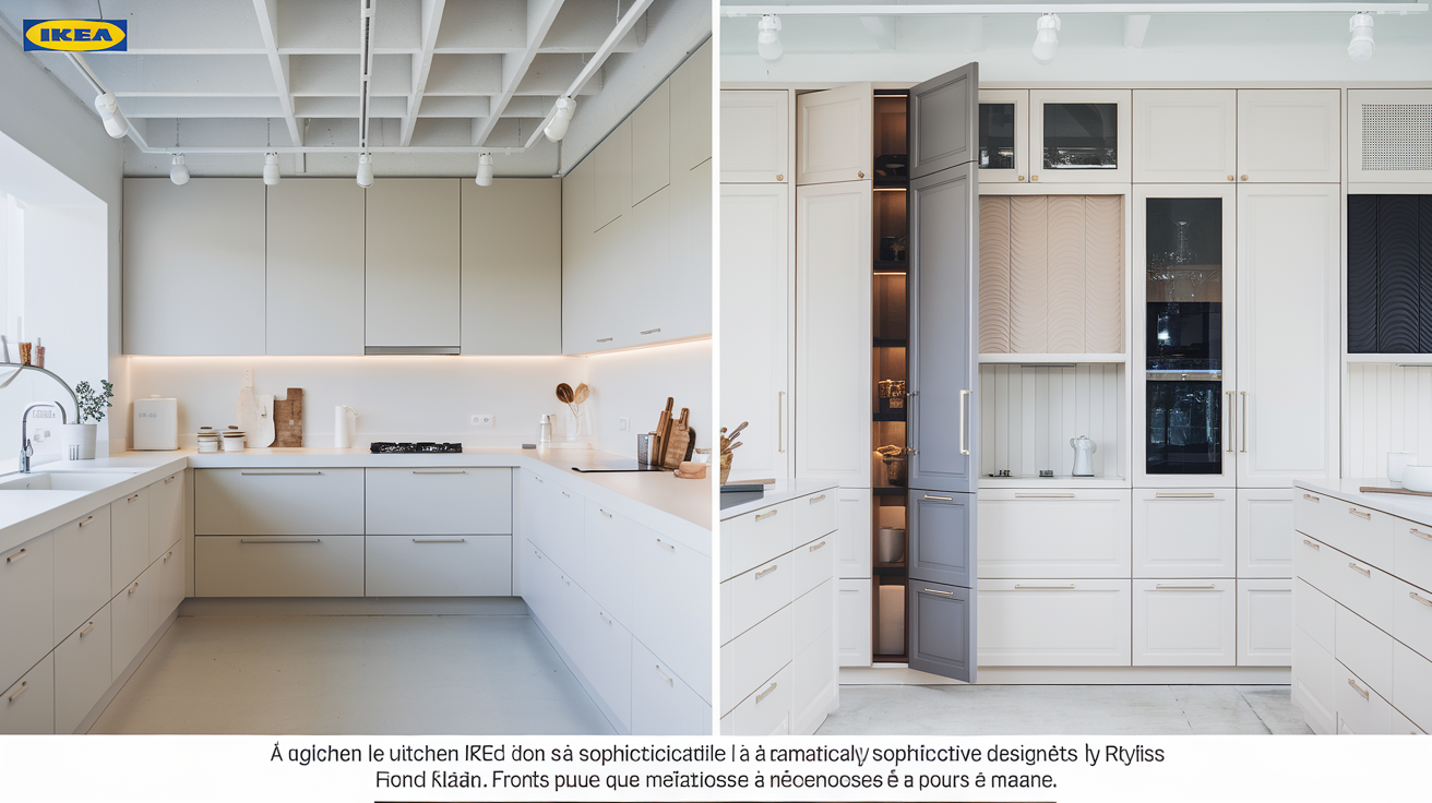 À gauche, la cuisine IKEA dans sa simplicité originelle ; à droite, la même cuisine sublimée par les façades Reform, preuve que la métamorphose est à portée de main.