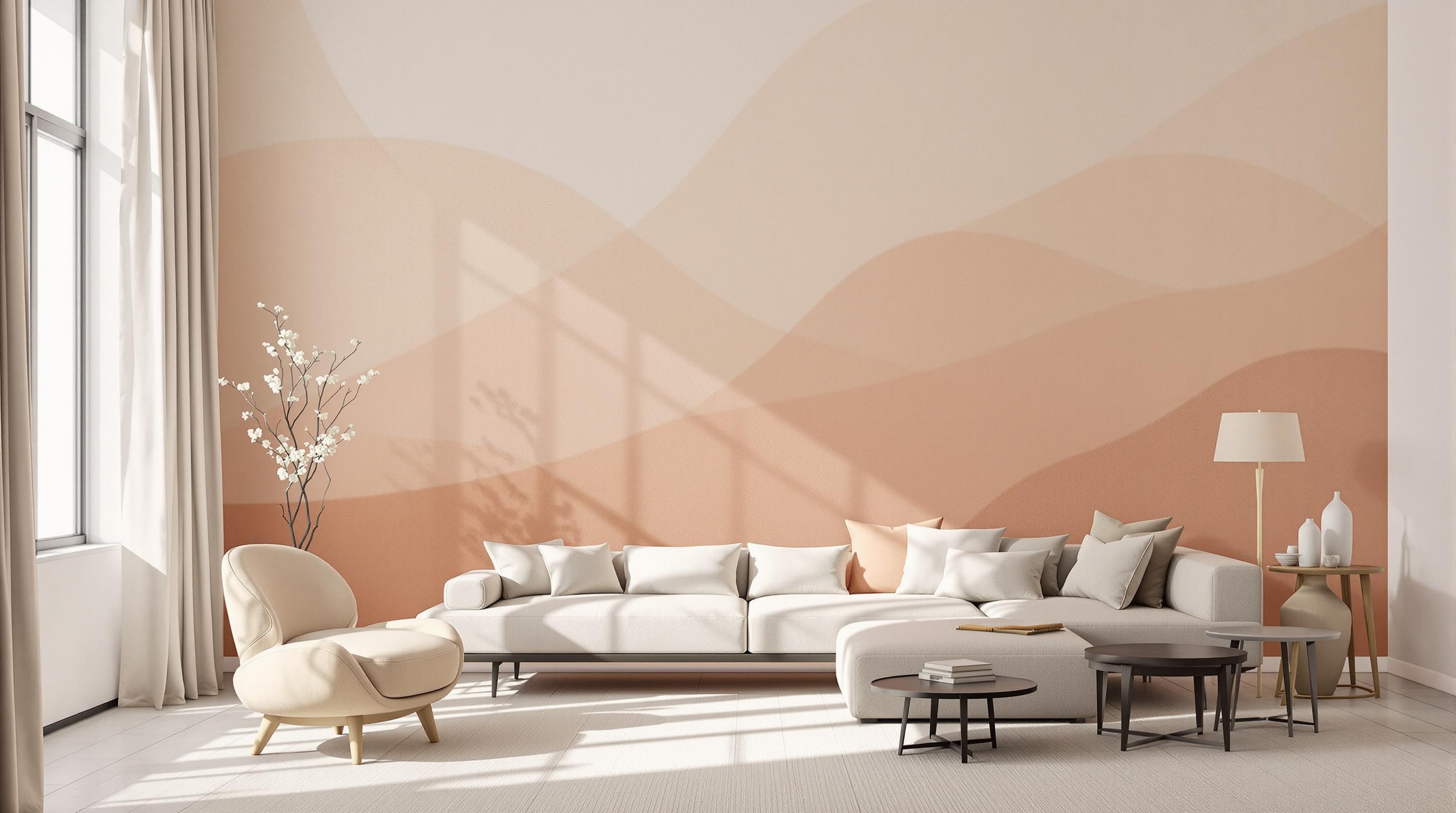 Dégradé mural Peach Fuzz Pantone 2024 avec variantes de pêche