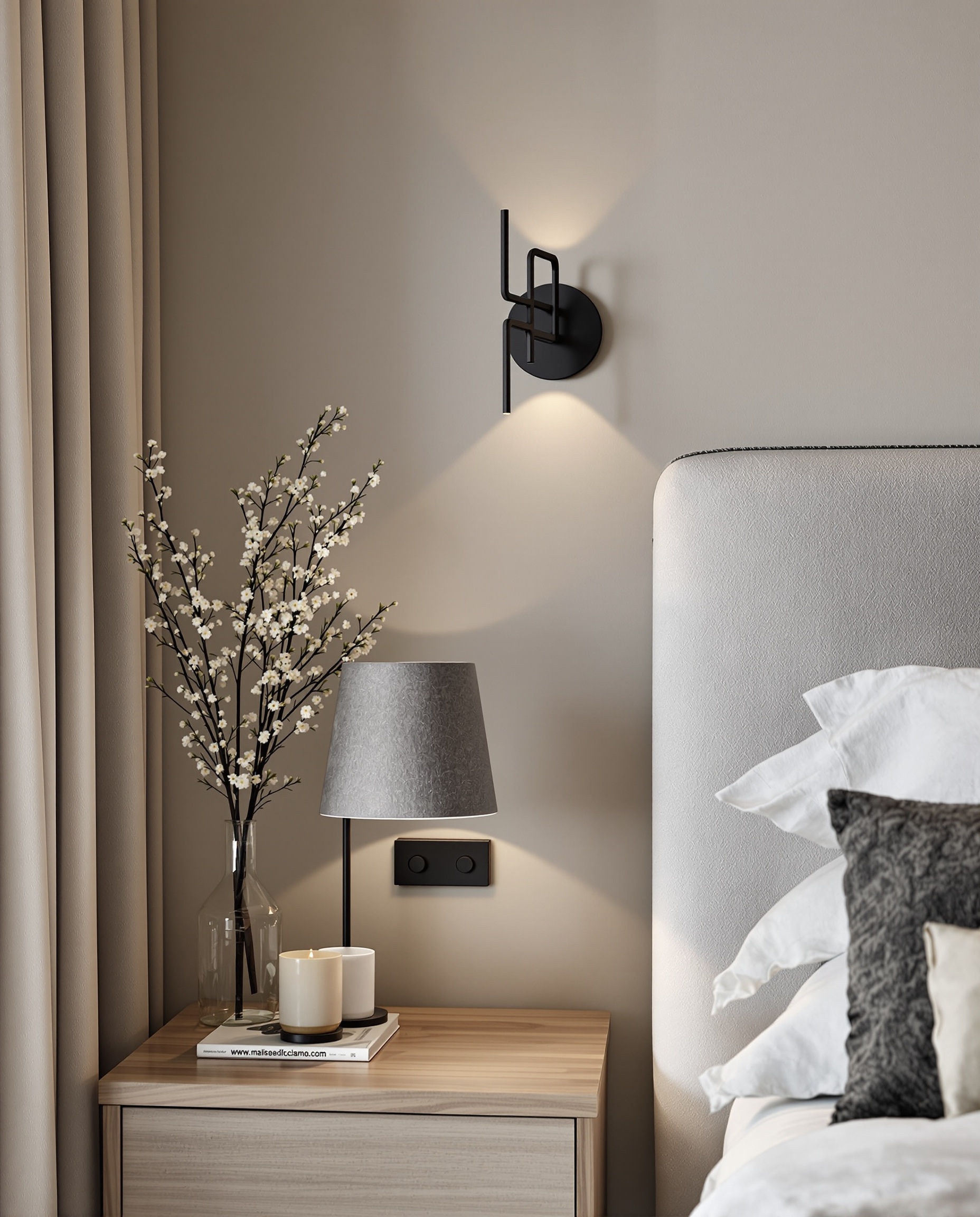 Éclairage design contemporain chambre parentale moderne