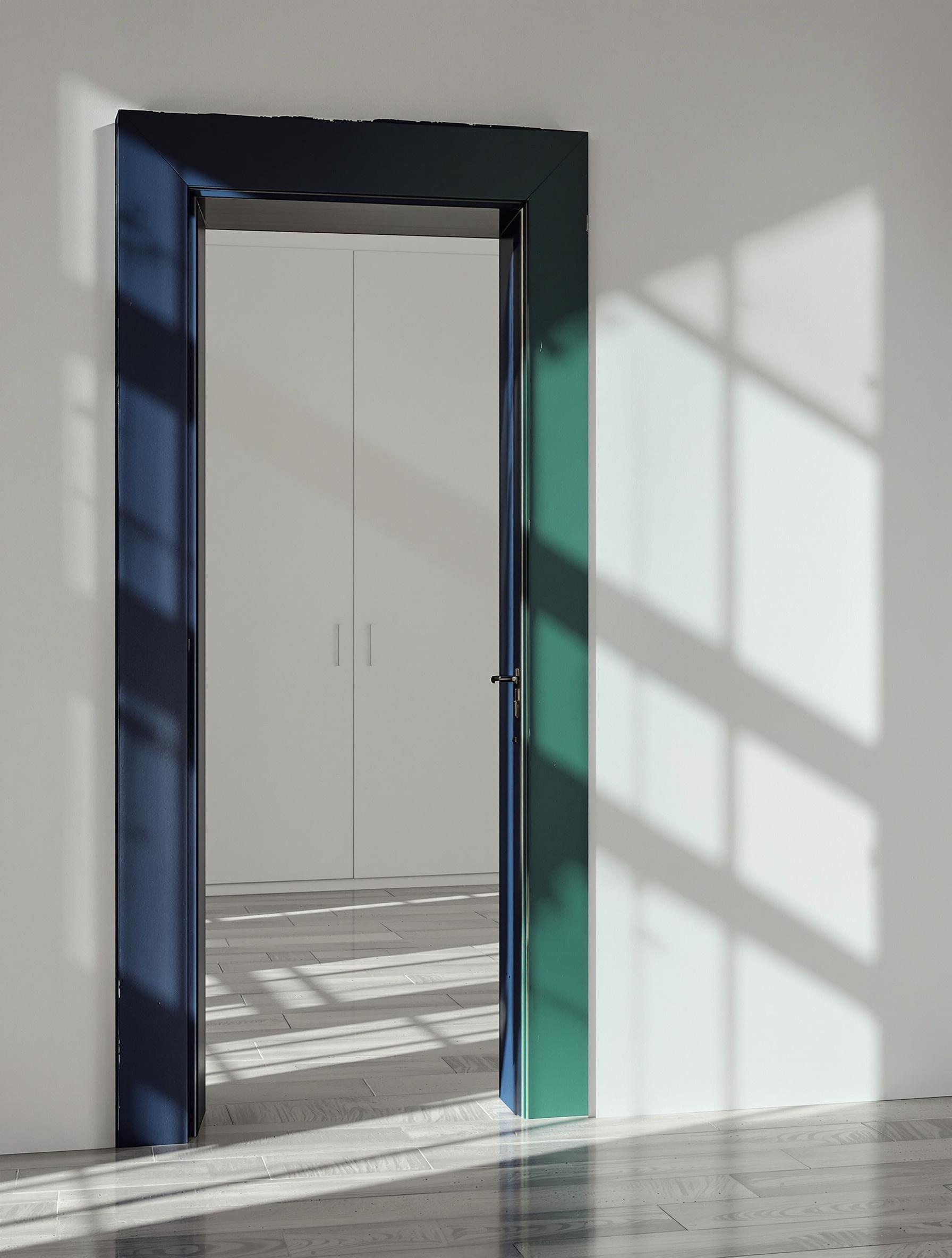 Encadrement de porte dramatique noir charbon bleu nuit vert emeraude contemporain luxe