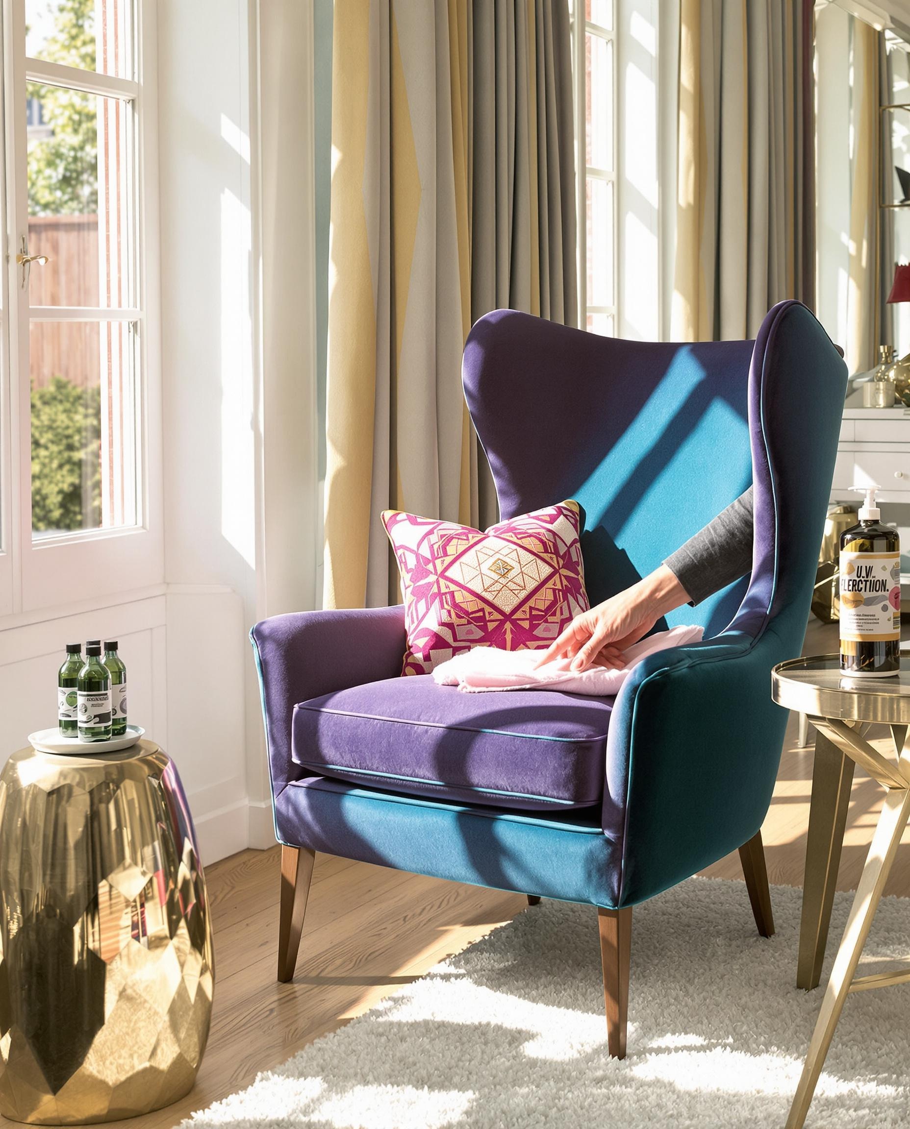 Entretien chaise design colorée nettoyage velours protection UV accessoires déco