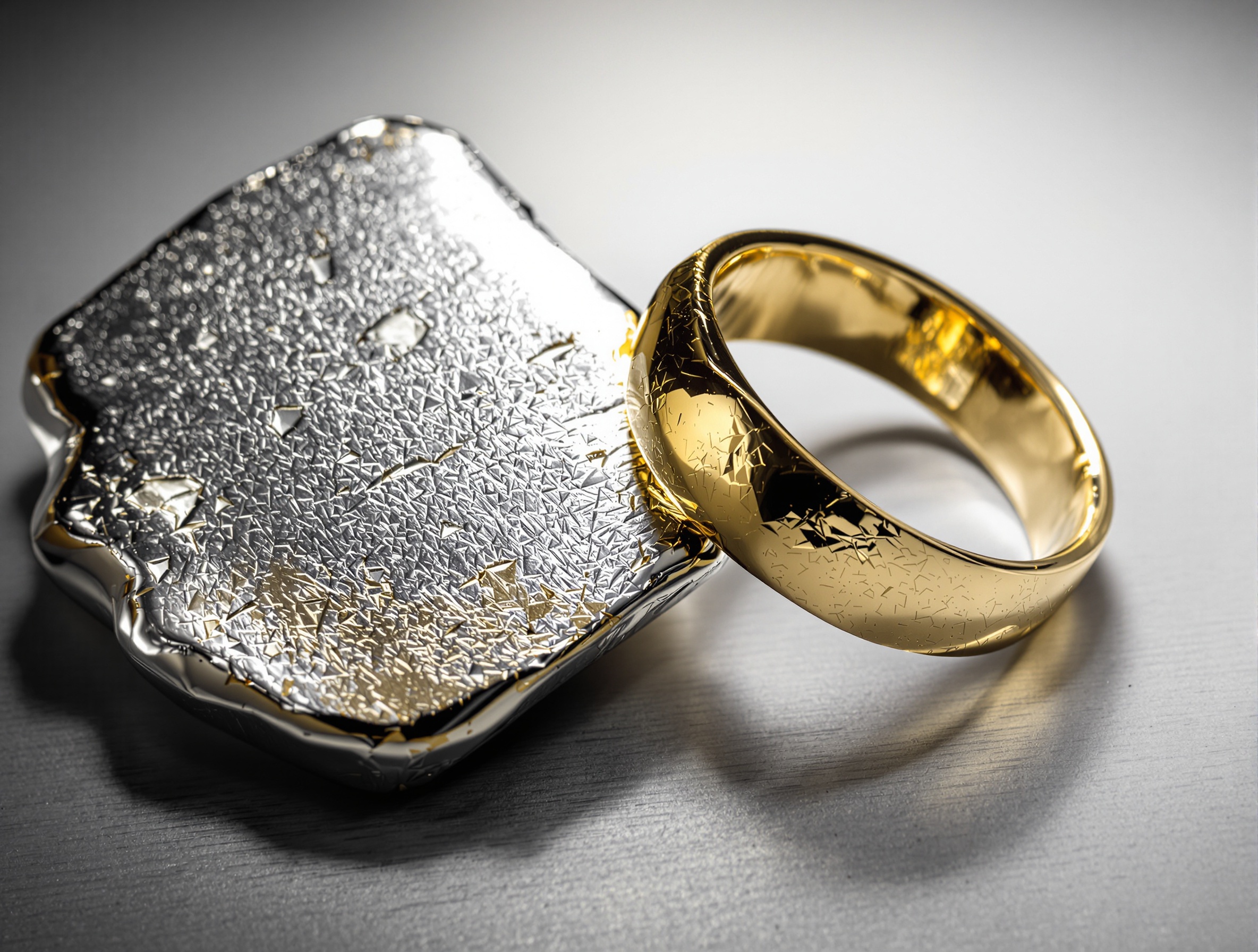 Bijoux usés : argent terni, placage or dégradé et défauts visibles