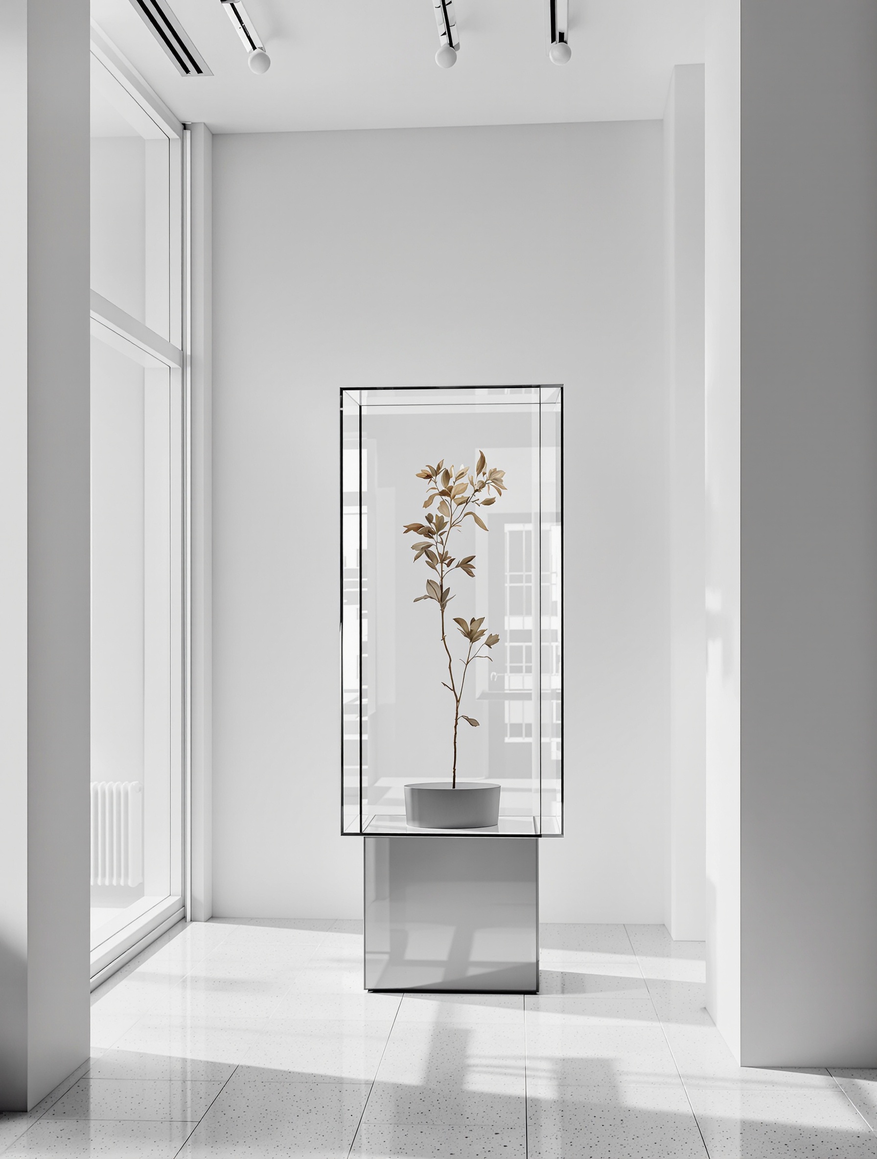 tableau herbier intérieur urbain minimaliste atmosphère froide absence verdure vivante