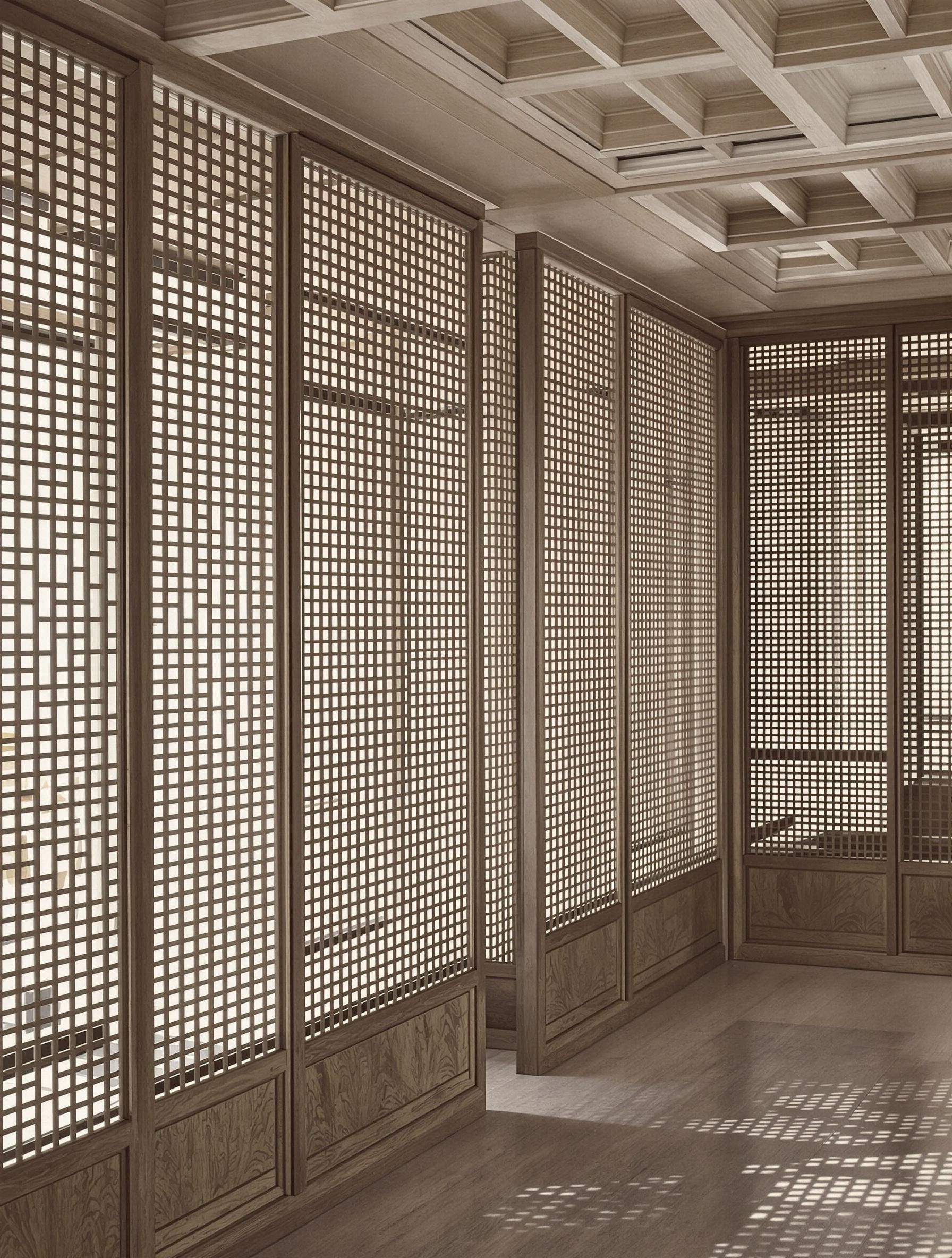 Intérieur Wabi-Sabi avec bois brûlé Shou Sugi Ban.