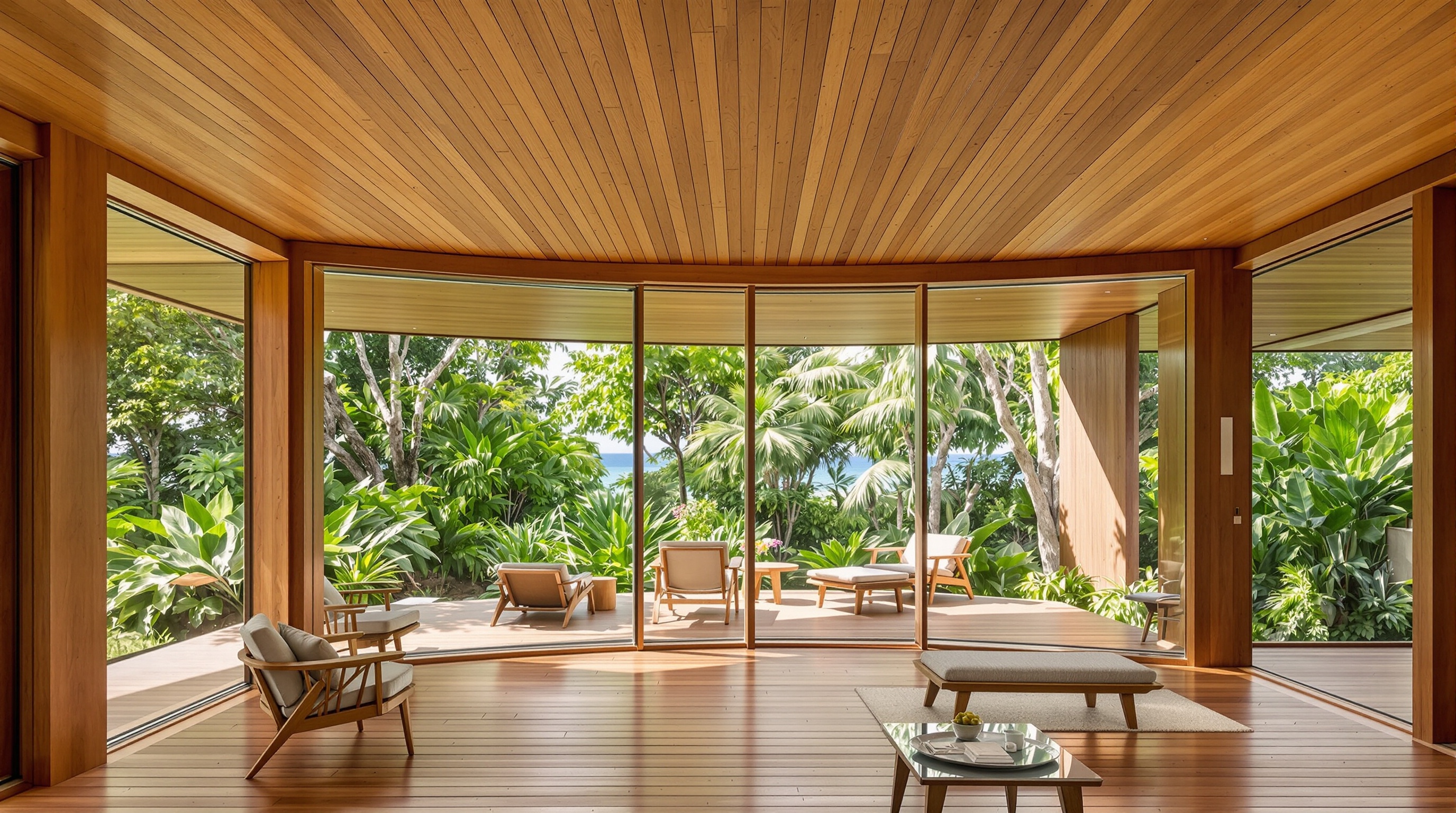 Maison moderniste à Hawaï ouverte sur la nature