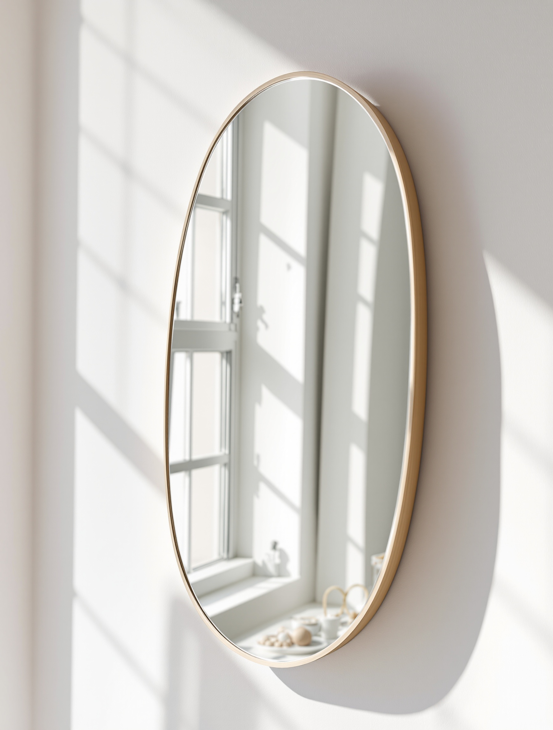 Miroir organique face à une fenêtre diffusant la lumière