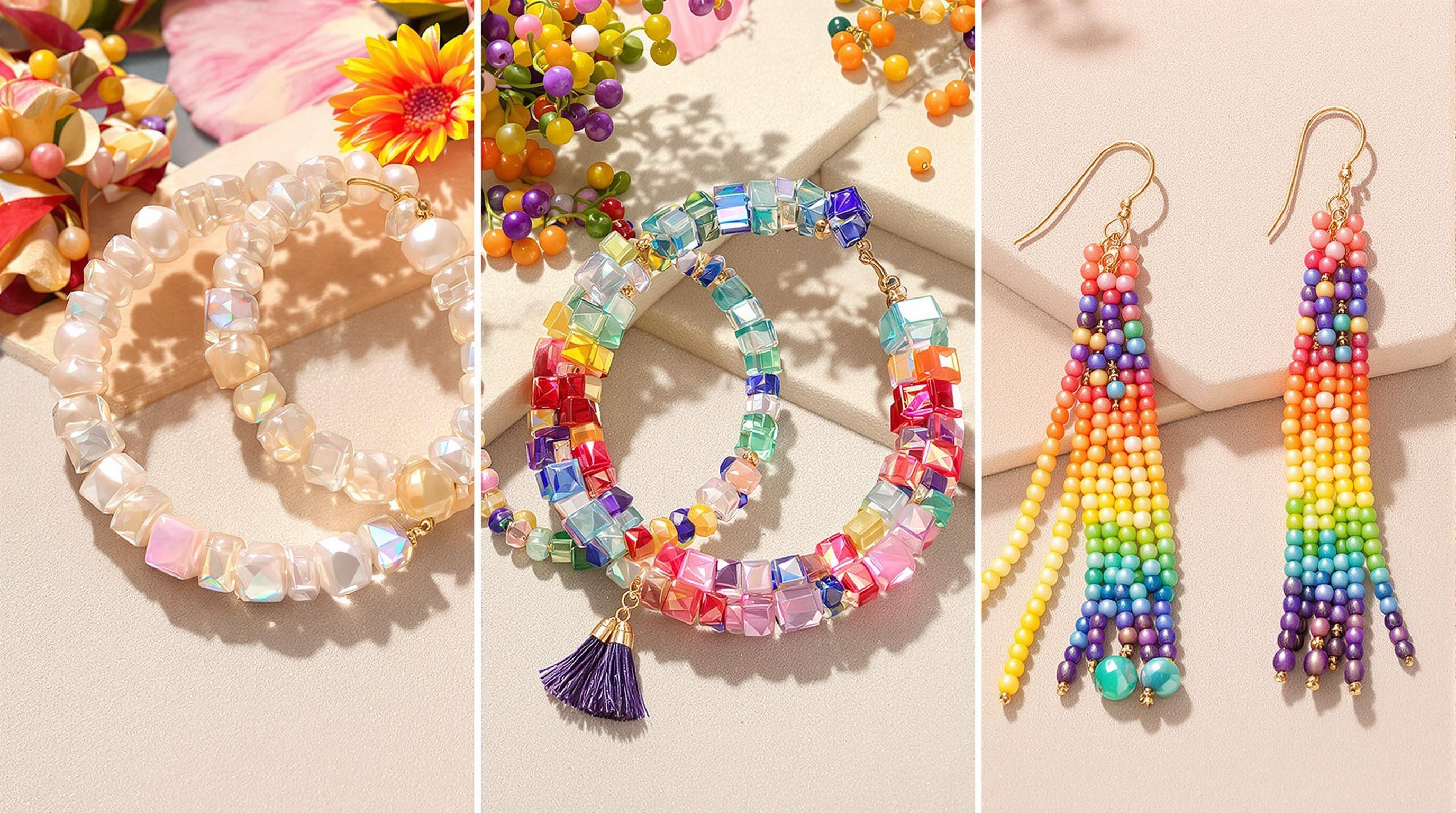 Sélection raffinée de créoles en perles multicolores tendance