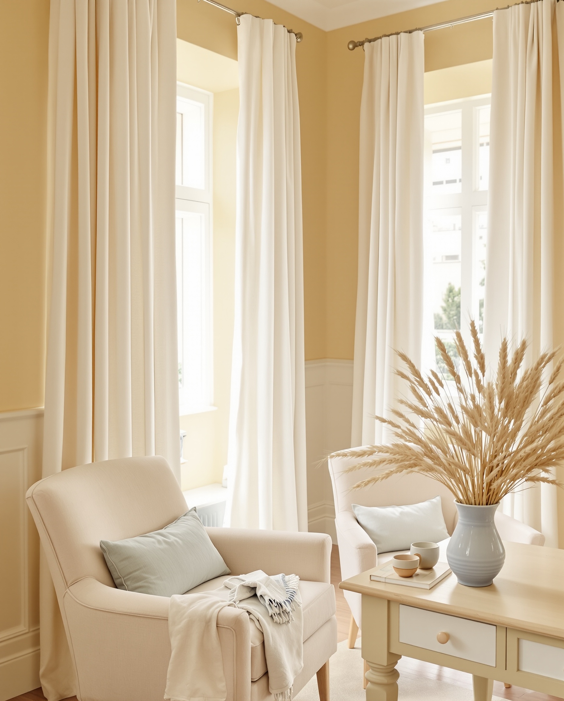 Palette élégante de décoration intérieure en jaune paille