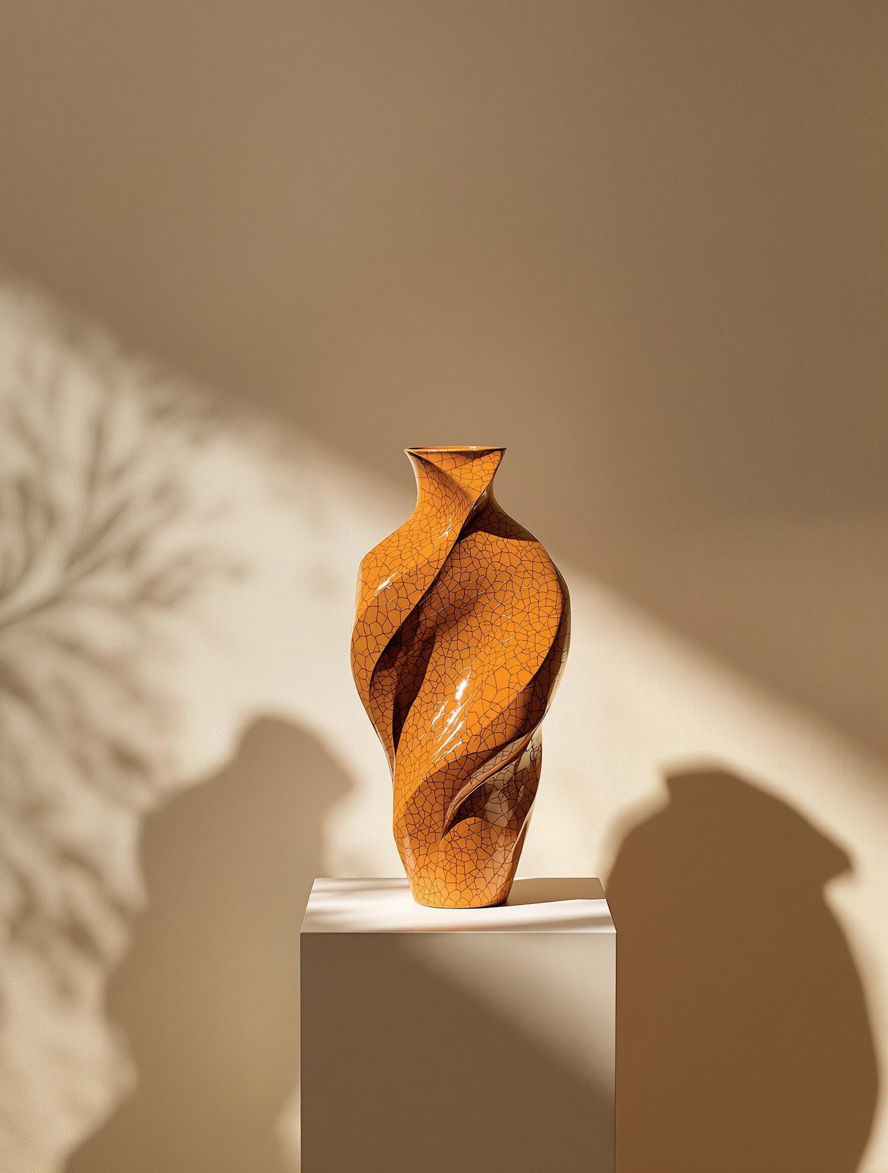 Vase en céramique émail craquelé par Nicolette Johnson.