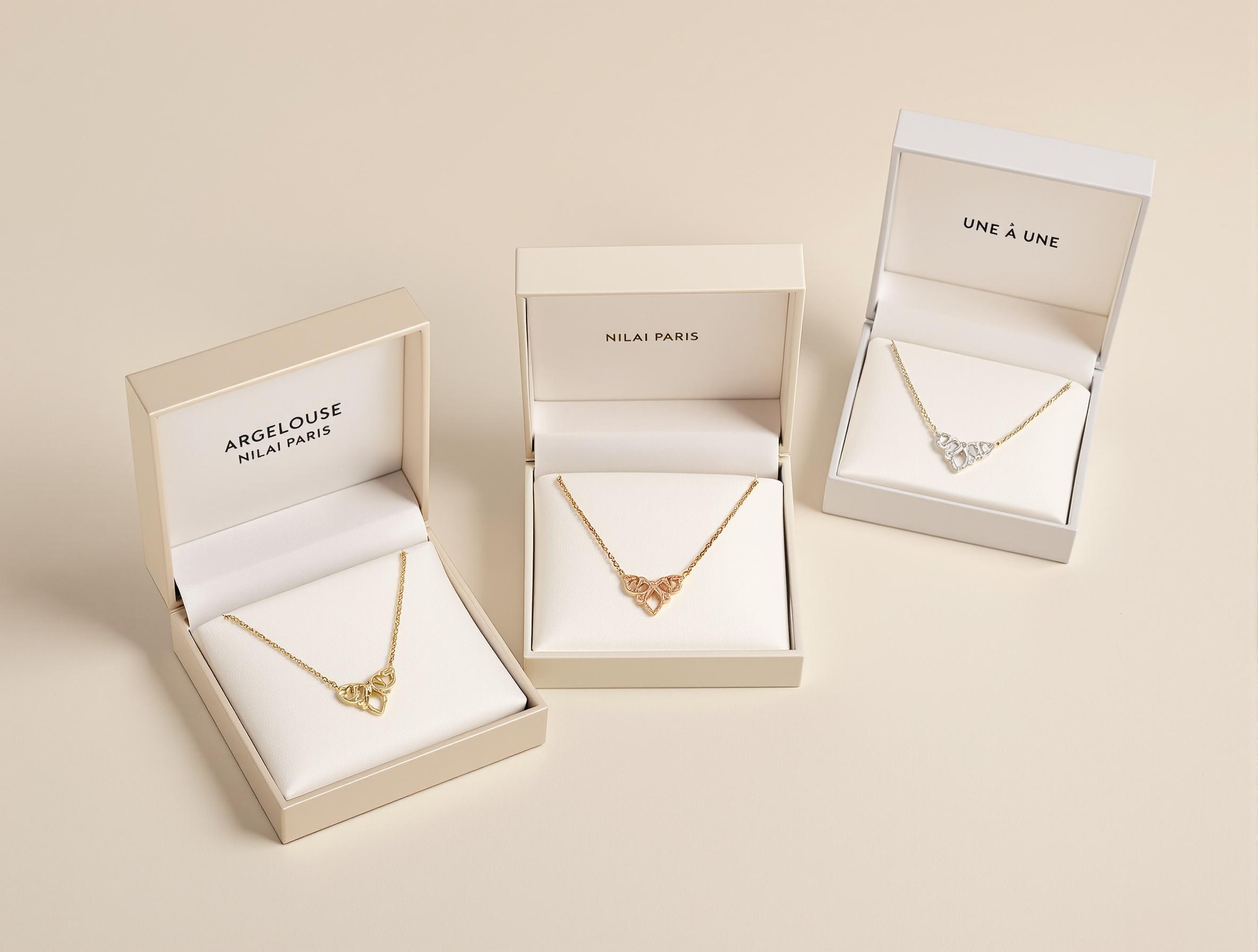 boîte à bijoux collier or boutiques Argelouse Nilai Une à Une