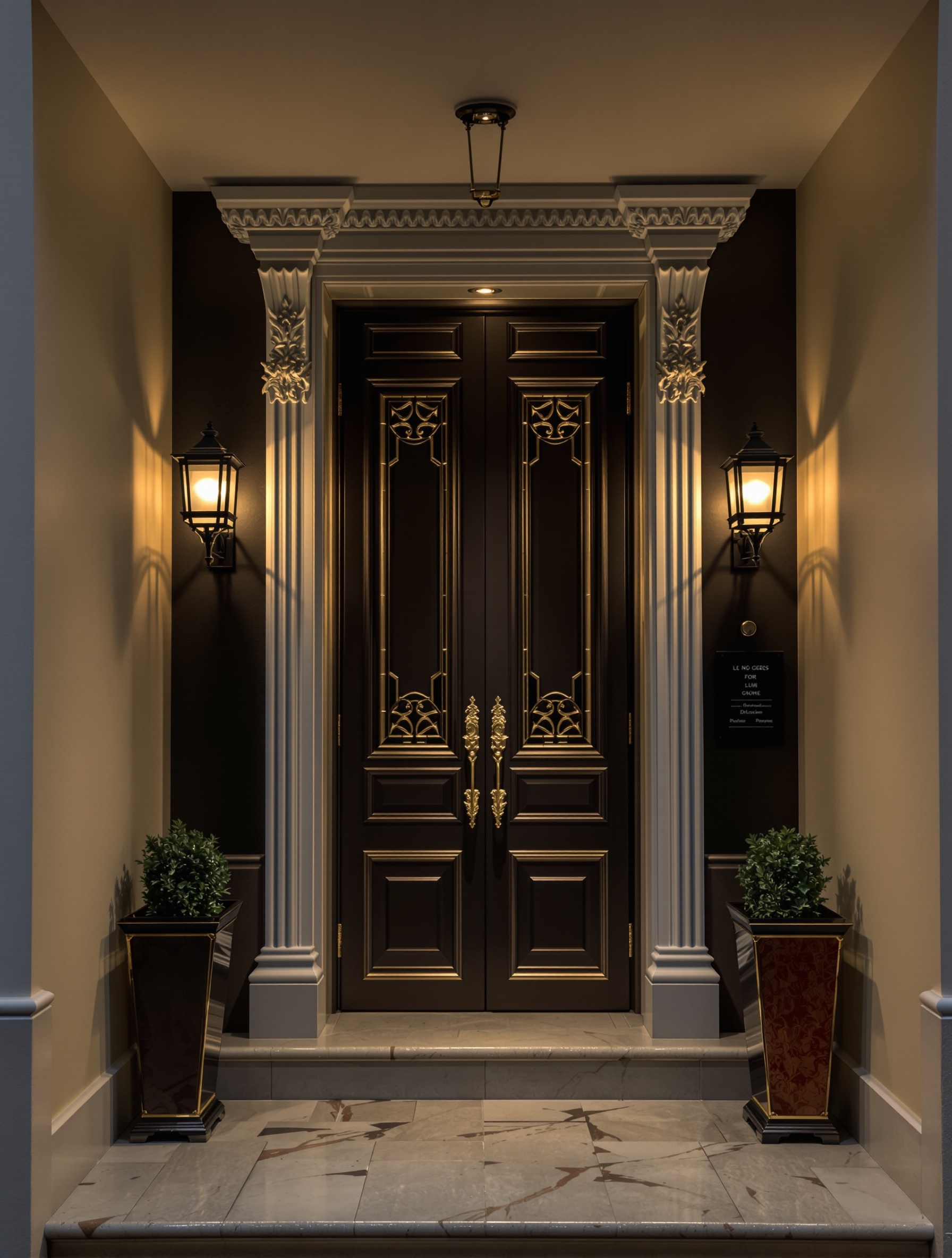 porte d'entrée élégante design théâtral atmosphère raffinée