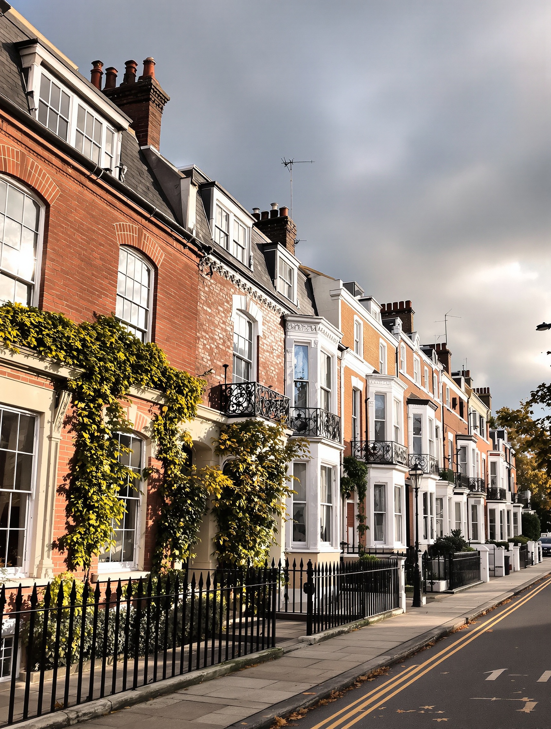 Façades typiques géorgiennes et victoriennes à Londres