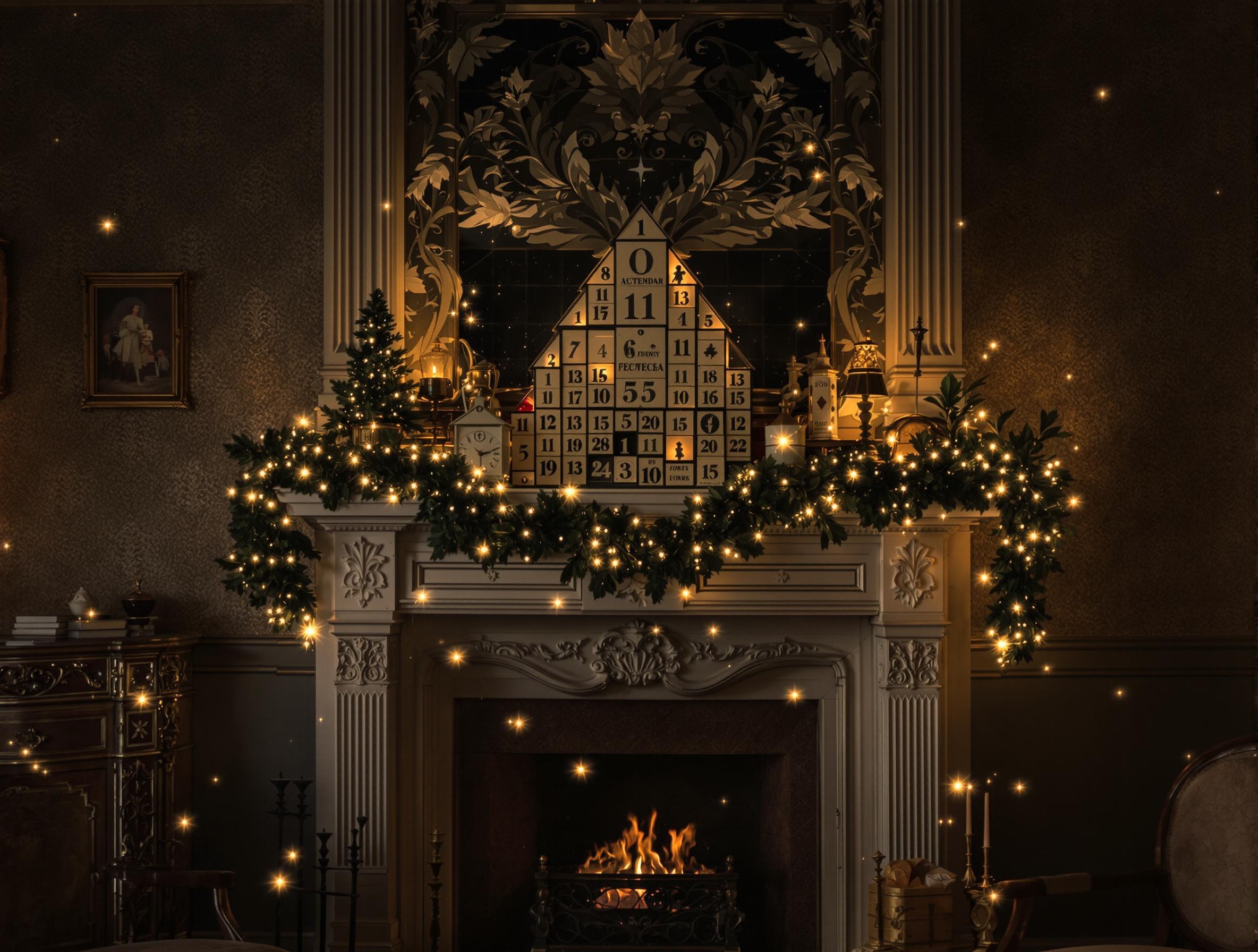 Calendrier de l'Avent XIXe siècle dans un salon bourgeois allemand
