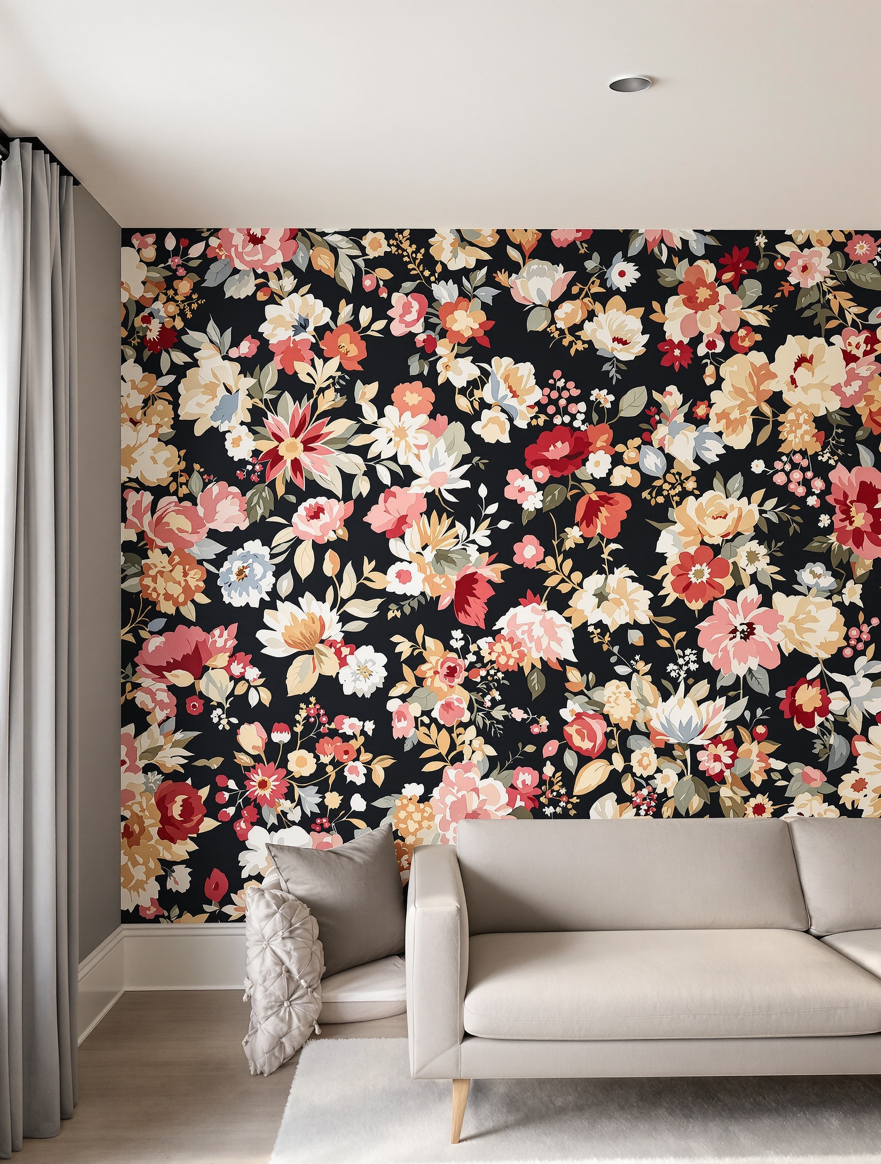 mur accent contemporain floral vintage