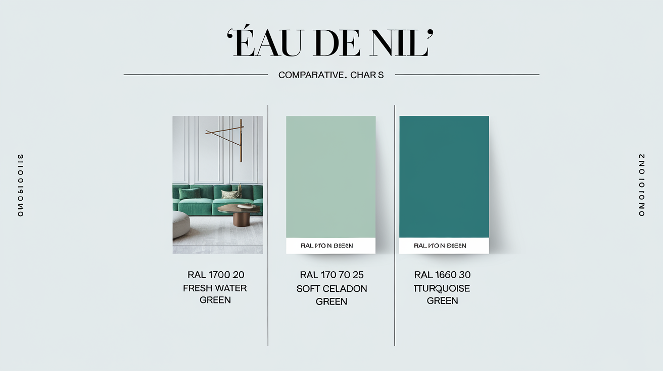 Tableau comparatif nuancier vert d'eau