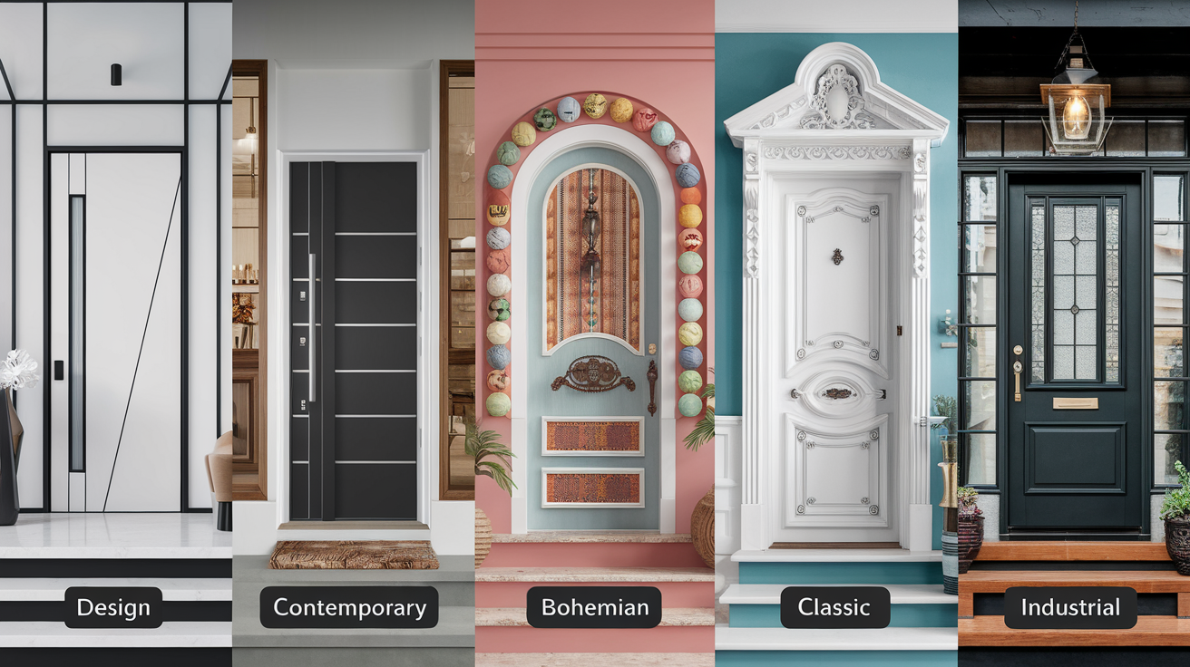 Tableau comparatif portes d'entrée design selon styles décoratifs