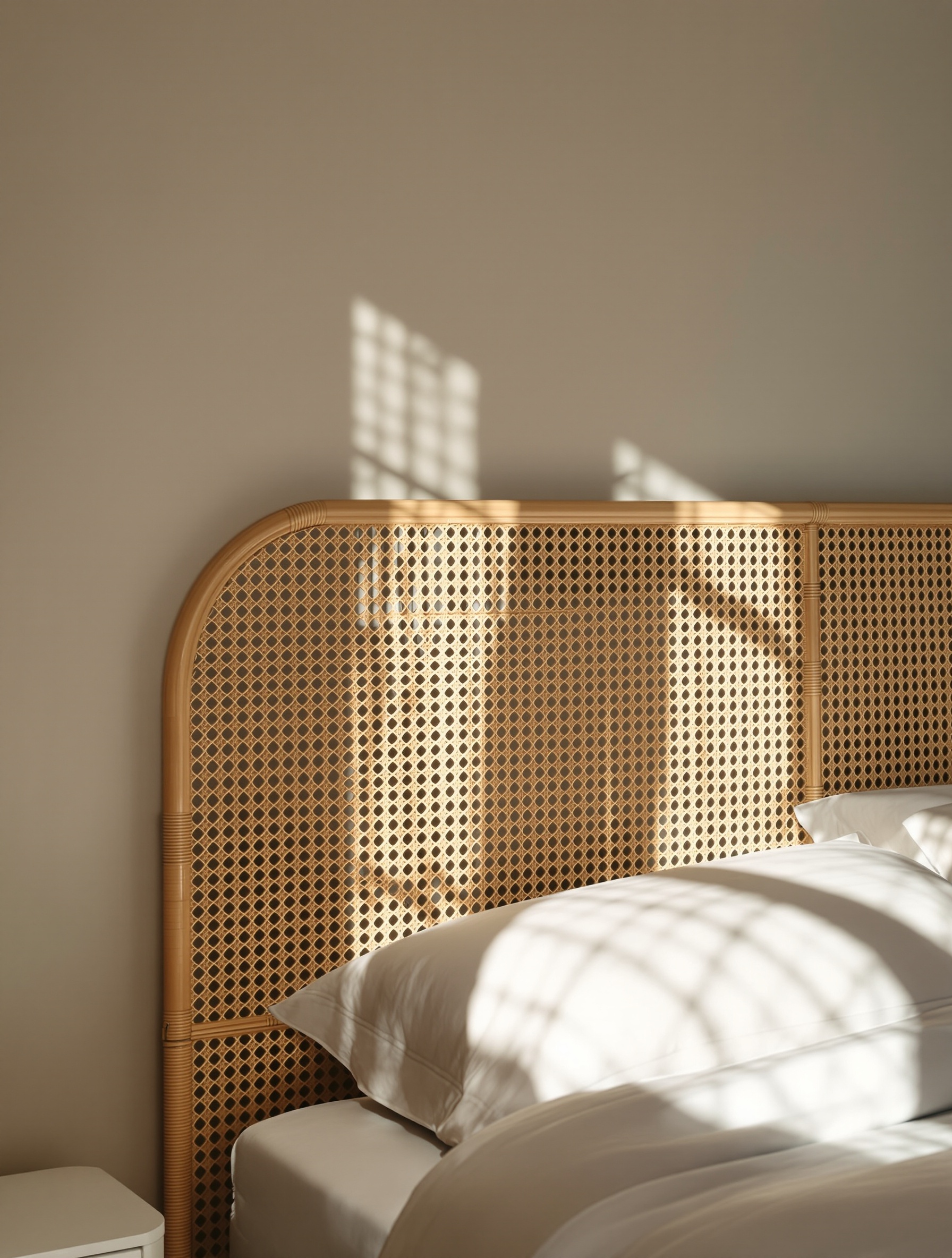 Tête de lit en cannage et bois clair Sumatra