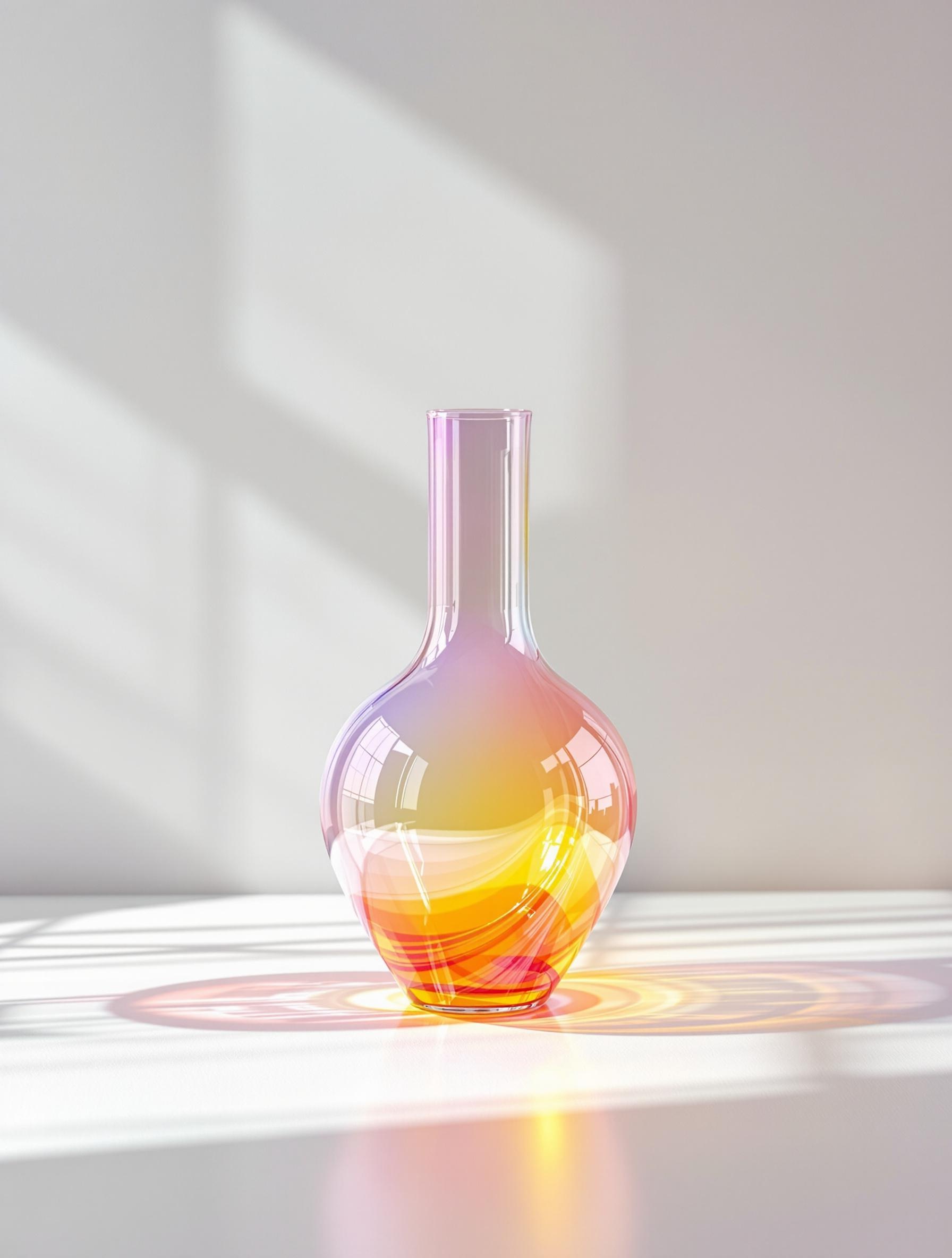Vase en verre avec dégradé néon.